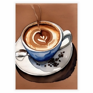 Akvarell affisch kopp kaffe