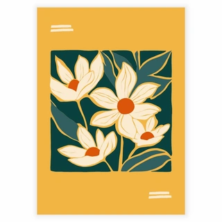 Abstrakta blommor gul 2 - affisch