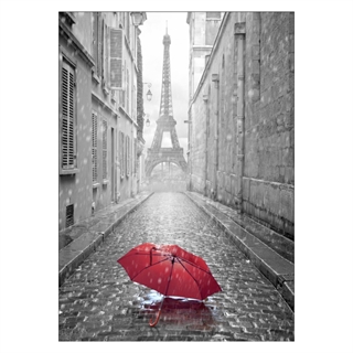 Affischer - Eiffel tower with red umbrella