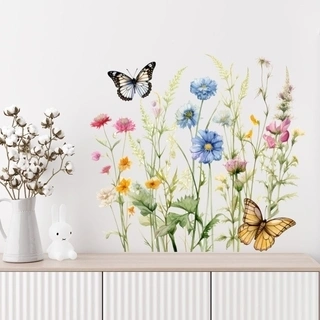 Akvarell vilda blommor väggdekor