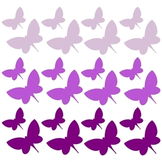 24 fjärilar Väggdekor i lila nyanser