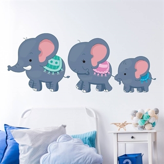 En wallsticker med 3 söta elefanter av hög kvalitet
