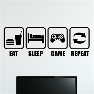 Väggdekor med texten Eat, sleep, game