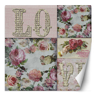 Fototapet, Shabby Chic Abstrakt Collage Kärlek - Andrea Haase