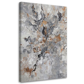 Canvastavla, Abstrakt botanik grå guld - (40x60)