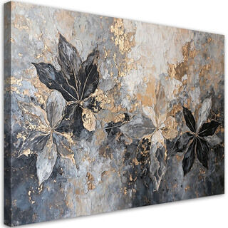Canvastavla, Blad abstrakt textur guld - (60x40)