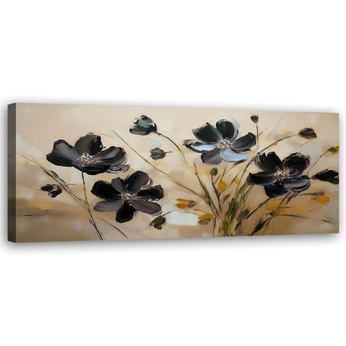 Canvastavla, Målade vallmoblommor - (120x40)