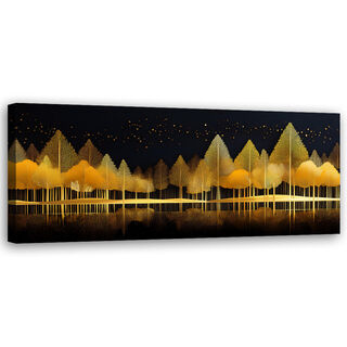Canvastavla, Golden Forest abstrakt natur - (90x30)