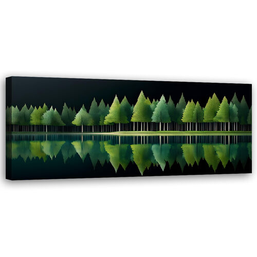 Canvastavla, Green Forest Lake Nature - (90x30)