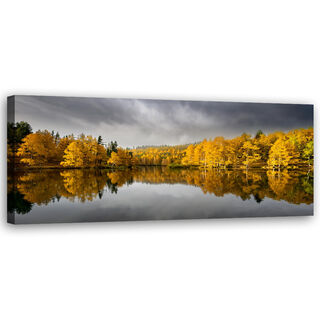 Canvastavla, Gul höstskog naturlandskap - (90x30)