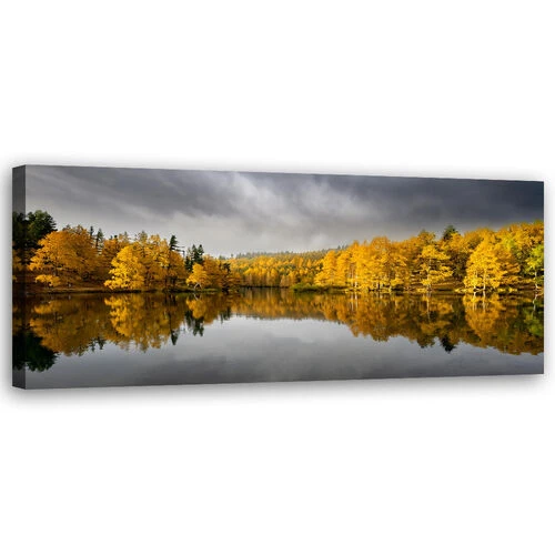Canvastavla, Gul höstskog naturlandskap - (90x30)