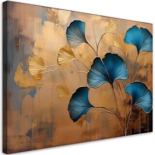 Canvastavla, Blommor Ginko Botanica Art Deco - (100x70)