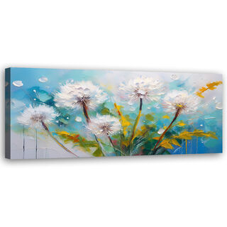 Canvastavla, Maskrosfläktväxter Turkos - (90x30)