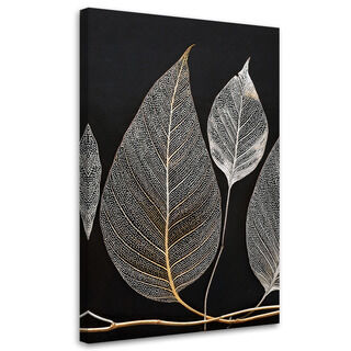Canvastavla, Minimalism Bladkvist Glamour Silver - (60x90)