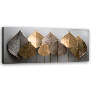 Canvastavla, Minimalism Gold Leafs Abstrakt - (120x40)