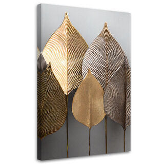Canvastavla, Minimalism Gold Leafs Abstrakt - (60x90)