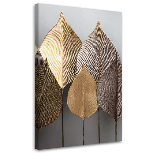 Canvastavla, Minimalism Gold Leafs Abstrakt - (60x90)