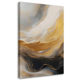 Canvastavla, Abstrakt marmor textur guldgrå - (70x100)