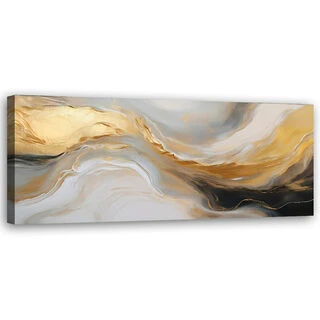 Canvastavla, Abstrakt marmor textur guldgrå - (90x30)