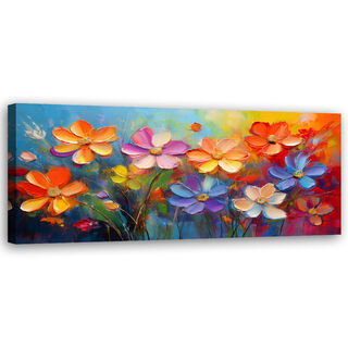 Canvastavla, Färgglada blommor Pastell sammansättning - (90x30)