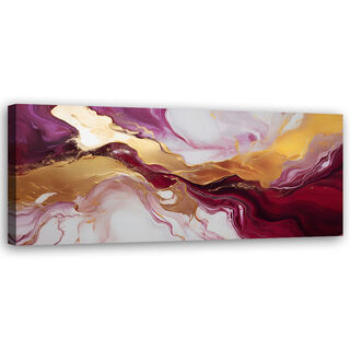Canvastavla, Abstrakt marmor textur rött Burgund guld - (120x40)