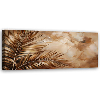 Canvastavla, Glamour palmblad Marmor Sepia - (120x40)