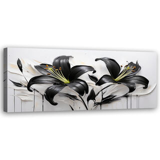 Canvastavla, Abstrakta blommor svarta liljor - (120x40)