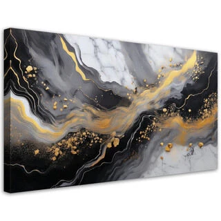 Canvastavla, Abstraktion Marmor Guld Svart - (120x60)