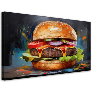 Canvastavla, Burger Smörgås Mat - (80x40)