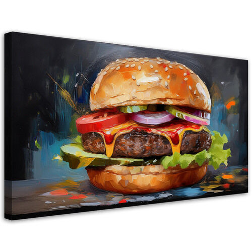 Canvastavla, Burger Smörgås Mat - (80x40)