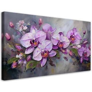 Canvastavla, Orkidé lila blomma sammansättning - (80x40)