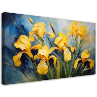 Canvastavla, Blommor Iris Gula - (120x60)
