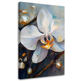 Canvastavla, Orkidéer Vita Blommor - (40x60)