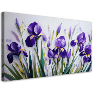 Canvastavla, Iris lila blommor - (100x50)