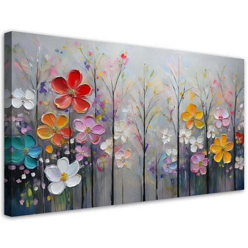 Canvastavla, Blommande träd färgglad natur - (80x40)