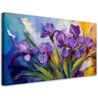 Canvastavla, Lila pastellfärgade irisblommor - (120x60)