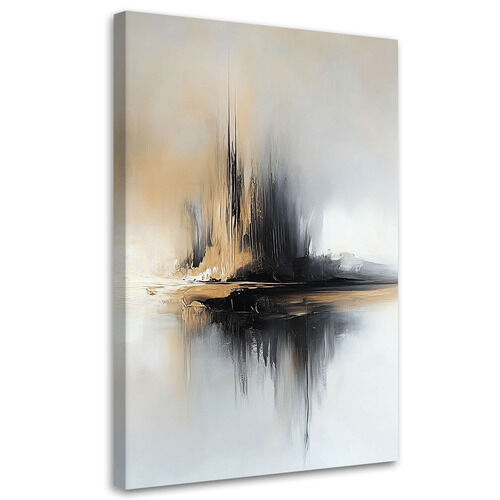 Canvastavla, Abstraktion Beige Grå - (80x120)
