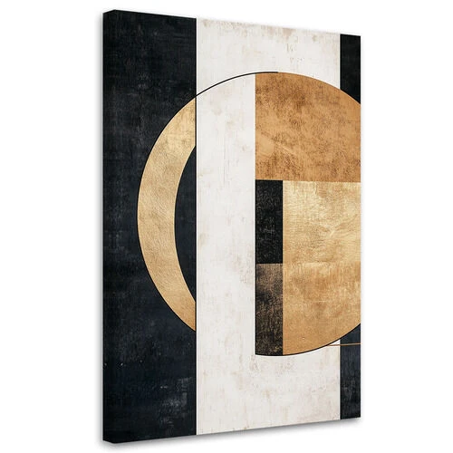 Canvastavla, Geometrisk abstraktion svart och guld - (40x60)