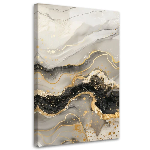 Canvastavla, Marmor med guldglamourstil - (80x120)