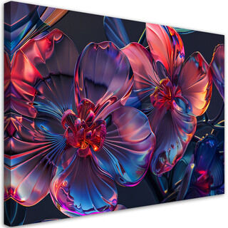Canvastavla, 3D glas makro blommor