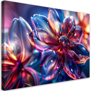 Canvastavla, Glänsande 3D glas blommor