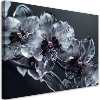 Canvastavla, Blommande glasblommor svartvita