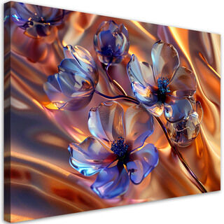 Canvastavla, Glas blommor på guld bakgrund