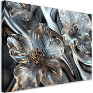 Canvastavla, Eleganta silverglasblommor