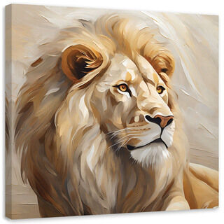 Canvastavla, Lion beige handmålad