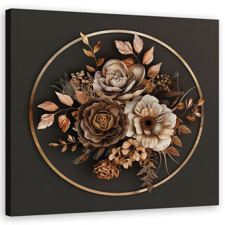 Canvastavla, Beige blommor och blad