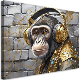 Canvastavla, Monkey Hörlurar Pop Art