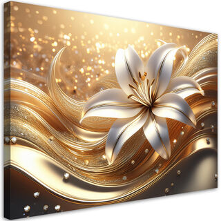 Canvastavla, Blomma, glamour, guld