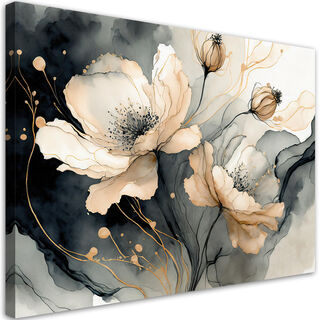 Canvastavla, Blomma akvarell beige