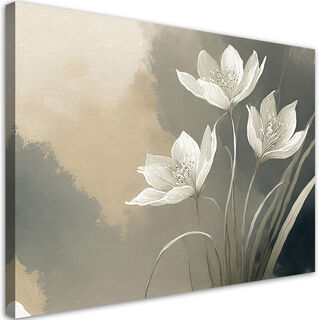 Canvastavla, Blommor Abstrakt Beige
